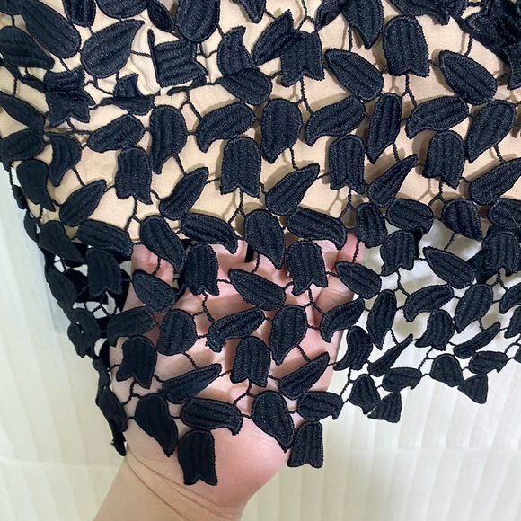 Bardot Black Lace Crop Top Nude Lined Bustier Cami Size US 10 Spaghetti Strap - Picture 3 of 8